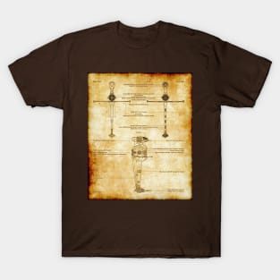 Folding Wing Fighter Parchment Blueprint T-Shirt